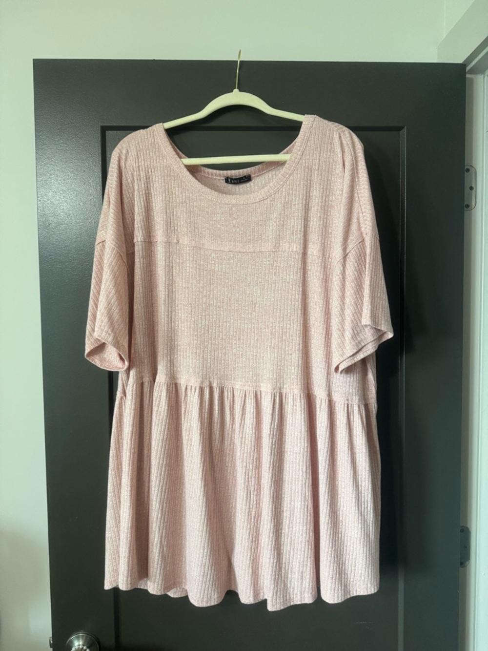 Women’s Plus Size Very J Blush Ribbed Babydoll Tunic